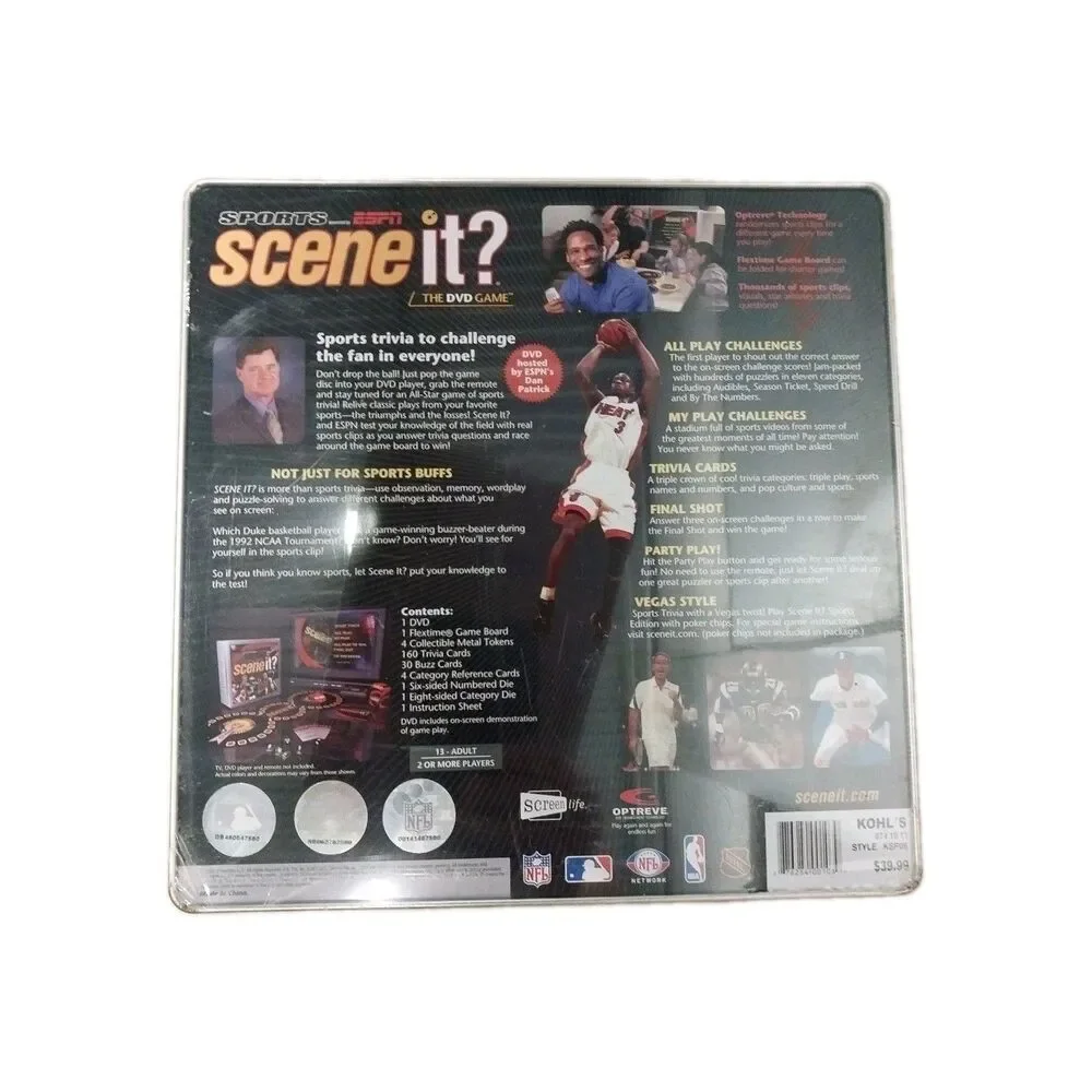 Scene It Sports Trivia Game ESPN DVD Board Game NFL, NBA, MLB, NCAA Sealed New